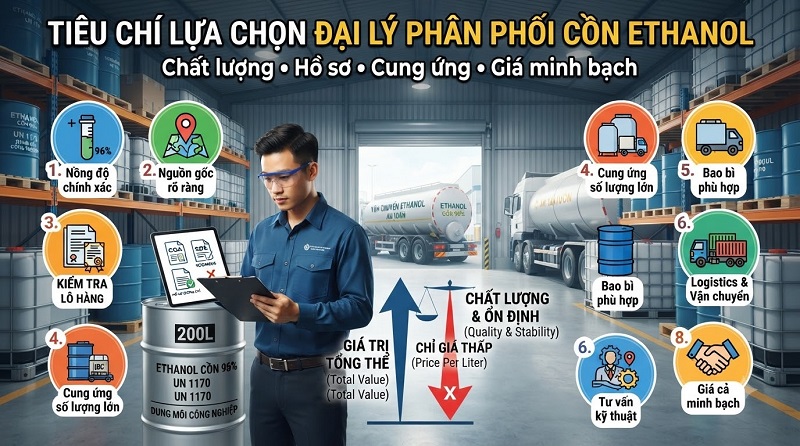 Đại Lý Phân Phối Cồn Ethanol Uy Tín – Nguồn Hàng Ổn Định, Giá Cạnh Tranh